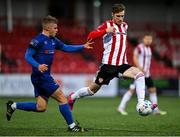 2 October 2020; Stephen Mallon of Derry City in action against Jake Davidson of Waterford during the SSE Airtricity League Premier Division match between Derry City and Waterford at Ryan McBride Brandywell Stadium in Derry. Photo by Piaras Ó Mídheach/Sportsfile