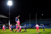 2 October 2020; James Ryan of Leinster wins possession in the lineout against Joe Davies of Dragons during the Guinness PRO14 match between Leinster and Dragons at the RDS Arena in Dublin. Photo by Ramsey Cardy/Sportsfile