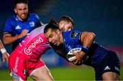 2 October 2020; James Lowe of Leinster is tackled by Jonah Holmes of Dragons during the Guinness PRO14 match between Leinster and Dragons at the RDS Arena in Dublin. Photo by Ramsey Cardy/Sportsfile