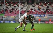 2 October 2020; Monty Ioane of Benetton is tackled by Craig Gilroy of Ulster during the Guinness PRO14 match between Ulster and Benetton at the Kingspan Stadium in Belfast. Photo by David Fitzgerald/Sportsfile