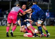 2 October 2020; Rhys Ruddock of Leinster, assisted by team-mate Scott Fardy, is tackled by Aaron Jarvis and Aaron Wainright of Dragons during the Guinness PRO14 match between Leinster and Dragons at the RDS Arena in Dublin. Photo by Brendan Moran/Sportsfile