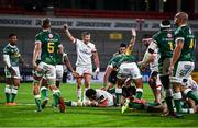 2 October 2020; Marcell Coetzee of Ulster scores his side's fourth try during the Guinness PRO14 match between Ulster and Benetton at the Kingspan Stadium in Belfast. Photo by David Fitzgerald/Sportsfile