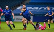 2 October 2020; James Lowe of Leinster makes a break during the Guinness PRO14 match between Leinster and Dragons at the RDS Arena in Dublin. Photo by Brendan Moran/Sportsfile