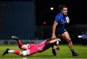 2 October 2020; James Lowe of Leinster escapes the tackle of Josh Lewis of Dragons on his way to scoring his side's fourth try during the Guinness PRO14 match between Leinster and Dragons at the RDS Arena in Dublin. Photo by Harry Murphy/Sportsfile