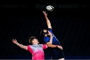 2 October 2020; Scott Fardy of Leinster wins possession in the lineout against Jonah Holmes of Dragons during the Guinness PRO14 match between Leinster and Dragons at the RDS Arena in Dublin. Photo by Harry Murphy/Sportsfile