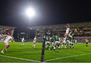 2 October 2020; Iain Henderson of Ulster wins possession in a lineout during the Guinness PRO14 match between Ulster and Benetton at the Kingspan Stadium in Belfast. Photo by David Fitzgerald/Sportsfile