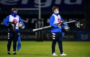2 October 2020; Leinster academy players Martin Moloney, left, and Sean O'Brien, working as members of the ball team, during the Guinness PRO14 match between Leinster and Dragons at the RDS Arena in Dublin. Photo by Ramsey Cardy/Sportsfile