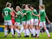 3 October 2020; Ciara McNamara celebrates with Cork City team-mates after scoring her side's second goal during the FAI Women's Senior Cup Quarter-Final match between Bohemians and Cork City at Oscar Traynor Centre in Coolock, Dublin. Photo by Stephen McCarthy/Sportsfile