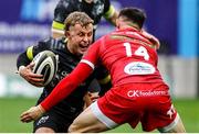 3 October 2020; Craig Casey of Munster is tackled by Tom Rogers of Scarlets during the Guinness PRO14 match between Scarlets and Munster at Parc y Scarlets in Llanelli, Wales. Photo by Darren Griffiths/Sportsfile