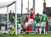 3 October 2020; Luke McNally of St Patrick's Athletic celebrates after Alan Bennett of Cork City scores an own goal during the SSE Airtricity League Premier Division match between Cork City and St. Patrick's Athletic at Turners Cross in Cork. Photo by Sam Barnes/Sportsfile