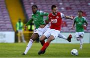 3 October 2020; Robbie Benson of St Patrick's Athletic in action against Deshane Dalling of Cork City during the SSE Airtricity League Premier Division match between Cork City and St. Patrick's Athletic at Turners Cross in Cork. Photo by Sam Barnes/Sportsfile