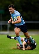 3 October 2020; Andy Marks of UCD is tackled by Jack Keating of Old Belvedere during the Energia Community Series Leinster Conference 1 match between UCD and Old Belvedere at UCD Bowl in Belfield, Dublin. Photo by Harry Murphy/Sportsfile