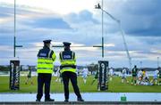3 October 2020; Members of An Garda Síochána watch on during the Guinness PRO14 match between Connacht and Glasgow Warriors at The Sportsground in Galway. Photo by Ramsey Cardy/Sportsfile