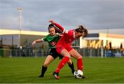 3 October 2020; Rebecca Cooke of Shelbourne in action against Alannah McEvoy of Peamount United during the FAI Women's Senior Cup Quarter-Final match between Peamount United and Shelbourne at PRL Park in Greenogue, Dublin. Photo by Seb Daly/Sportsfile
