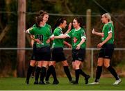 3 October 2020; Eleanor Ryan-Doyle of Peamount United, 10, is congratulated by team-mates after scoring her side's first goal during the FAI Women's Senior Cup Quarter-Final match between Peamount United and Shelbourne at PRL Park in Greenogue, Dublin. Photo by Seb Daly/Sportsfile