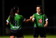 3 October 2020; Della Doherty, right, and Niamh Farrelly of Peamount United congratulate each other following their side's victory during the FAI Women's Senior Cup Quarter-Final match between Peamount United and Shelbourne at PRL Park in Greenogue, Dublin. Photo by Seb Daly/Sportsfile