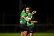 3 October 2020; Dearbhaile Beirne, right, and Niamh Farrelly of Peamount United following their side's victory during the FAI Women's Senior Cup Quarter-Final match between Peamount United and Shelbourne at PRL Park in Greenogue, Dublin. Photo by Seb Daly/Sportsfile