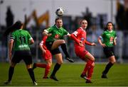 3 October 2020; Dearbhaile Beirne of Peamount United in action against Rebecca Cooke of Shelbourne during the FAI Women's Senior Cup Quarter-Final match between Peamount United and Shelbourne at PRL Park in Greenogue, Dublin. Photo by Seb Daly/Sportsfile