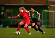 3 October 2020; Izzy Atkinson of Shelbourne in action against Áine O’Gorman of Peamount United during the FAI Women's Senior Cup Quarter-Final match between Peamount United and Shelbourne at PRL Park in Greenogue, Dublin. Photo by Seb Daly/Sportsfile