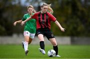 3 October 2020; Chelsee Snell of Bohemians in action against Sophie Liston of Cork City during the FAI Women's Senior Cup Quarter-Final match between Bohemians and Cork City at Oscar Traynor Centre in Coolock, Dublin. Photo by Stephen McCarthy/Sportsfile