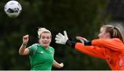 3 October 2020; Saoirse Noonan of Cork City in action against Bohemians goalkeeper Courtney Maguire during the FAI Women's Senior Cup Quarter-Final match between Bohemians and Cork City at Oscar Traynor Centre in Coolock, Dublin. Photo by Stephen McCarthy/Sportsfile