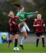 3 October 2020; Laura Shine of Cork City in action against Chloe Flynn of Bohemians during the FAI Women's Senior Cup Quarter-Final match between Bohemians and Cork City at Oscar Traynor Centre in Coolock, Dublin. Photo by Stephen McCarthy/Sportsfile