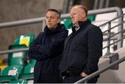 2 October 2020; Stephen Gleeson and James Nolan, left, Members of the Shamrock Rovers Board of Directors, during the SSE Airtricity League Premier Division match between Shamrock Rovers and Sligo Rovers at Tallaght Stadium in Dublin. Photo by Stephen McCarthy/Sportsfile