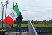 4 October 2020; A Gaeil Colmcille supporter watches his team warm-up prior to the Meath County Senior Football Championship Final match between Ratoath and Gaeil Colmcille at Páirc Táilteann in Navan, Meath. Photo by Brendan Moran/Sportsfile