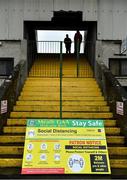 4 October 2020; A view of COVID-19 signage prior to the Meath County Senior Football Championship Final match between Ratoath and Gaeil Colmcille at Páirc Táilteann in Navan, Meath. Photo by Brendan Moran/Sportsfile