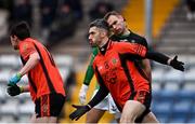 4 October 2020; Seamus Hickey of Duhallow celebrates after scoring his side's first goal during the Cork County Premier Senior Football Championship Semi-Final match between Nemo Rangers and Duhallow at Páirc Ui Rinn in Cork. Photo by Sam Barnes/Sportsfile