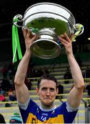 4 October 2020; Ratoath captain Bryan McMahon lifts the cup following his side's victory in the Meath County Senior Football Championship Final match between Ratoath and Gaeil Colmcille at Páirc Táilteann in Navan, Meath. Photo by Brendan Moran/Sportsfile
