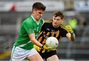 4 October 2020; Pól Ó Ceallaigh of Moycullen in action against Matthew Barrett of Mountbellew-Moylough during the Galway County Senior Football Championship Final match between Moycullen and Mountbellew-Moylough at Pearse Stadium in Galway. Photo by Seb Daly/Sportsfile