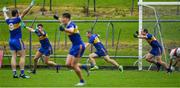 4 October 2020; Joey Wallace of Ratoath, fourth from left, and his team-mates, celebrate their side's winning goal in the last minute of the Meath County Senior Football Championship Final match between Ratoath and Gaeil Colmcille at Páirc Táilteann in Navan, Meath. Photo by Brendan Moran/Sportsfile