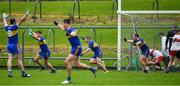 4 October 2020; Joey Wallace of Ratoath, fourth from left, and his team-mates, from left, Darragh Kelly, 9, Connell Ahearne, Keith McCabe and Eamonn Wallace celebrate their side's winning goal in the last minute of the Meath County Senior Football Championship Final match between Ratoath and Gaeil Colmcille at Páirc Táilteann in Navan, Meath. Photo by Brendan Moran/Sportsfile