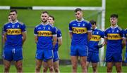 4 October 2020; Members of the Ratoath team stand for a minute's silence in memory of the 14 victims of Bloody Sunday in 1920, who's names were all read out, prior to the Meath County Senior Football Championship Final match between Ratoath and Gaeil Colmcille at Páirc Táilteann in Navan, Meath. Photo by Brendan Moran/Sportsfile