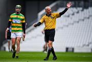 4 October 2020; Referee Cathal McAllister signals a free during the Cork County Premier Senior Club Hurling Championship Final match between Glen Rovers and Blackrock at Páirc Ui Chaoimh in Cork. Photo by Sam Barnes/Sportsfile