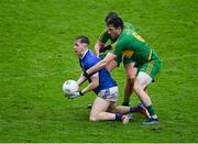 4 October 2020; Nigel Bracken of Tullamore in action against Eoin Rigney, and Gareth McNamee, behind, of Rhode during the Offaly County Senior Football Championship Final match between Rhode and Tullamore at Bord na Móna O'Connor Park in Tullamore, Offaly. Photo by Piaras Ó Mídheach/Sportsfile