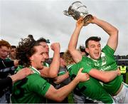 4 October 2020; Moycullen captain Deasún Ó Conghaile, right, celebrates with team-mates following their side's victory in the Galway County Senior Football Championship Final match between Moycullen and Mountbellew-Moylough at Pearse Stadium in Galway. Photo by Seb Daly/Sportsfile