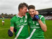 4 October 2020; Eoghan Ó Galloichuir, left, and Tomás Ó Cleireach of Moycullen celebrate following their side's victory in the Galway County Senior Football Championship Final match between Moycullen and Mountbellew-Moylough at Pearse Stadium in Galway. Photo by Seb Daly/Sportsfile