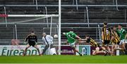 4 October 2020; Deasún Ó Conghaile of Moycullen shoots to score his side's first goal during the Galway County Senior Football Championship Final match between Moycullen and Mountbellew-Moylough at Pearse Stadium in Galway. Photo by Seb Daly/Sportsfile