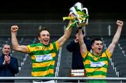 4 October 2020; Michael O'Halloran, left, and Cathal McCormack of Blackrock lift the Sean Óg Murphy Cup following the Cork County Premier Senior Club Hurling Championship Final match between Glen Rovers and Blackrock at Páirc Ui Chaoimh in Cork. Photo by Sam Barnes/Sportsfile