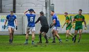 4 October 2020; Tullamore players Shane Dooley, right, and Declan Hogan, 6, react alongside referee Marius Stones after they thought they had scored a late goal, that was not given, during the Offaly County Senior Football Championship Final match between Rhode and Tullamore at Bord na Móna O'Connor Park in Tullamore, Offaly. Photo by Piaras Ó Mídheach/Sportsfile