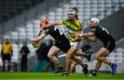 4 October 2020; Eoin O'Farrell of Blackrock in action against Dale Tynan, left, and Patrick Horgan of Glen Rovers during the Cork County Premier Senior Club Hurling Championship Final match between Glen Rovers and Blackrock at Páirc Ui Chaoimh in Cork. Photo by Sam Barnes/Sportsfile