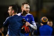 4 October 2020; Anthony Seymour of Castlehaven is congratulated by team-mates after winning the penalty shootout during the Cork County Premier Senior Football Championship Semi-Final match between Castlehaven and St. Finbarr's at Páirc Ui Rinn in Cork. Photo by Sam Barnes/Sportsfile