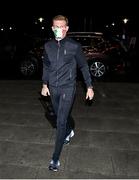 4 October 2020; James McClean on his arrival at the Republic of Ireland team hotel in Dublin ahead of their upcoming UEFA EURO2020 Qualifying Play-Off Semi-Final against Slovakia and UEFA Nations League matches against Wales and Finland. Photo by Stephen McCarthy/Sportsfile