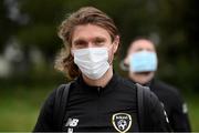 5 October 2020; Jeff Hendrick arrives for an activation session prior to a Republic of Ireland training session at the Sport Ireland National Indoor Arena in Dublin. Photo by Stephen McCarthy/Sportsfile