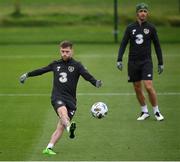 5 October 2020; Jack Byrne, left, and Shane Long during a Republic of Ireland training session at FAI National Training Centre in Abbotstown, Dublin. Photo by Stephen McCarthy/Sportsfile