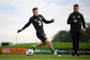5 October 2020; Jack Byrne and manager Stephen Kenny, right, during a Republic of Ireland training session at the FAI National Training Centre in Abbotstown, Dublin. Photo by Stephen McCarthy/Sportsfile