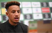 5 October 2020; Callum Robinson during a Republic of Ireland virtual press conference with media at their team hotel in Castleknock, Dublin.  Photo by Stephen McCarthy/Sportsfile