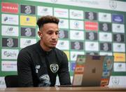 5 October 2020; Callum Robinson during a Republic of Ireland virtual press conference with media at their team hotel in Castleknock, Dublin.  Photo by Stephen McCarthy/Sportsfile